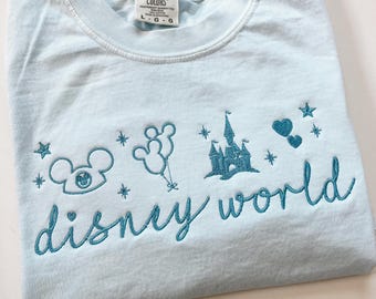 Disney Coquette embroidered tshirt, Disney World Coquette bow embroidered sweatshirt, Disney Princess tshirt