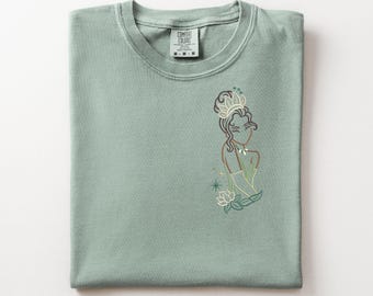 Tiana embroidered Crewneck, Princess and the Frog t shirt, Disney Shirt