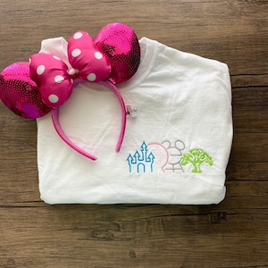 Disney Parks embroidered shirt, Parks embroidered crewneck, Epcot, Magic Kingdom, Animal Kingdom, Hollywood Studios