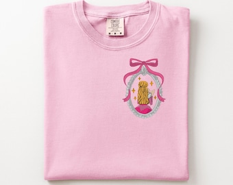 Aurora Bow Coquette Embroidered T-Shirt, Disney Princess embroidered shirt, Disney World, Magic Kingdom, Sleeping Beauty