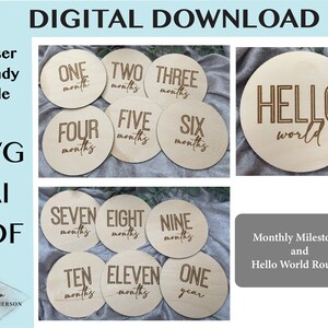 DIGITAL DOWNLOAD - svg | ai | pdf Laser Cut and Engrave File - Simple Capitalized Monthly Milestone | Baby Announcement | Newborn Photo Prop