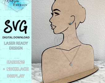 DIGITAL DOWNLOAD - SVG Laser File Earring and Necklace Display Stand