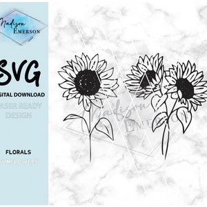 DIGITAL DOWNLOAD - SVG Laser File Engrave or Score - Sunflowers