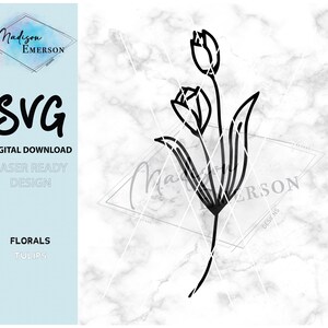 DIGITAL DOWNLOAD - SVG Laser File Engrave, Cut or Score - Tulips