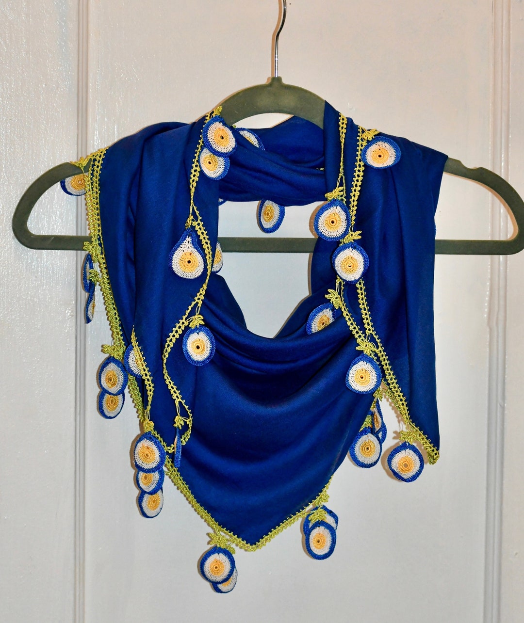 Evil Eye Scarf Greek Evil Eye Scarf Handmade Crochet Evil Etsy