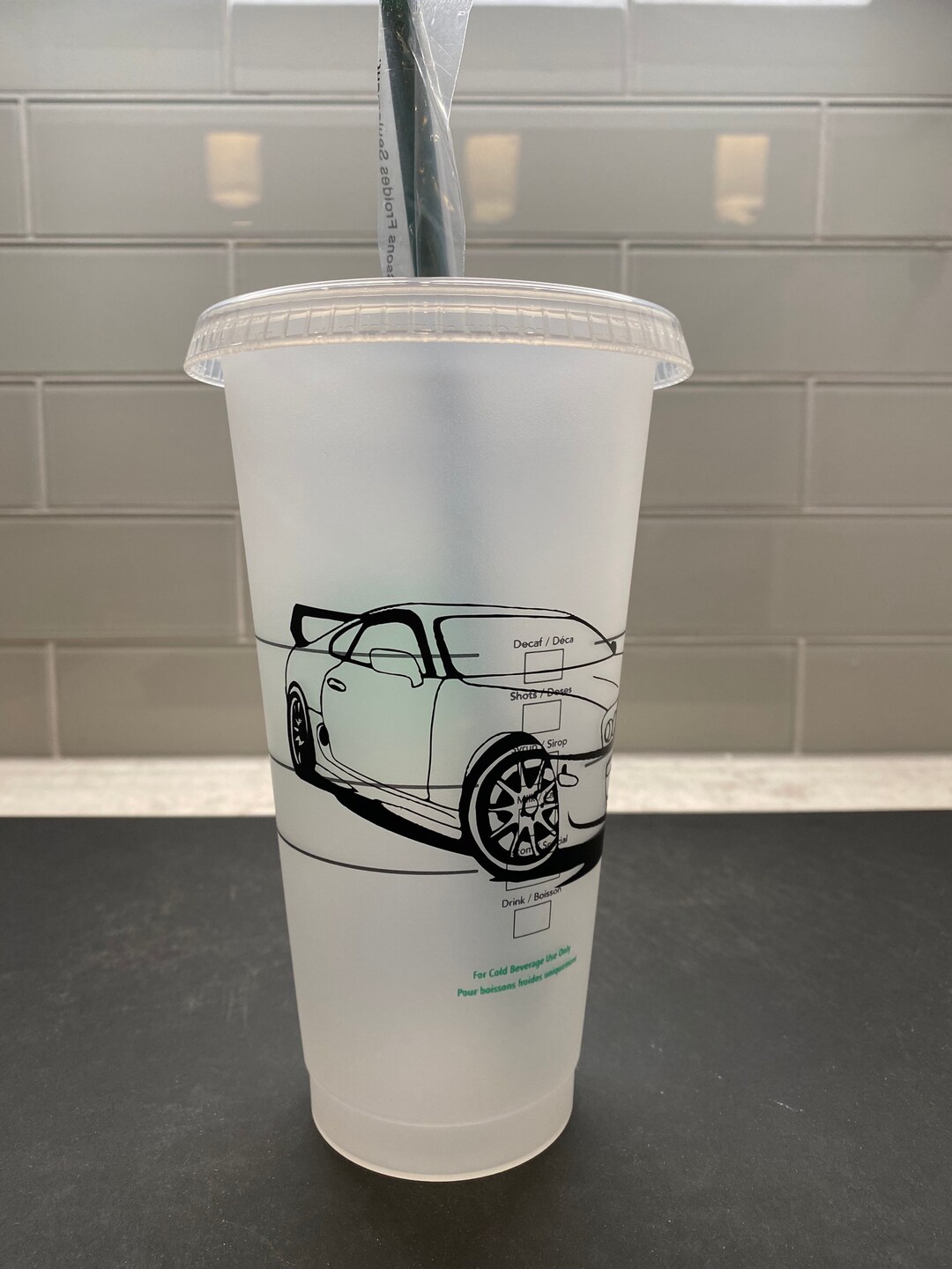 Toyota Supra Sports Car Starbucks Reusable Tumbler, Car Cups, Starbuck