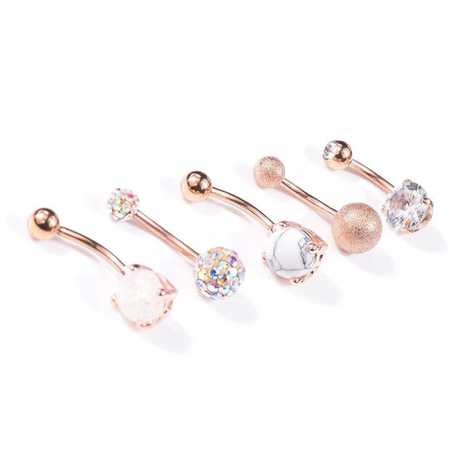 Piercing Nombril Rose Avec Zirconia - Anneau Chaton Acier Chirurgical