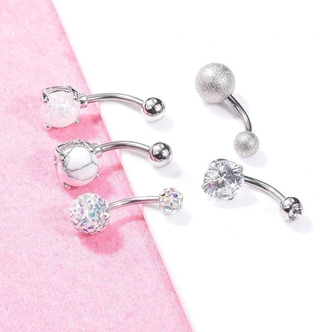 Faux Piercings De Nombril - Lot De 4 Clips - Pendentifs Décoratifs - Acier Chirurgical - Sans Perçage