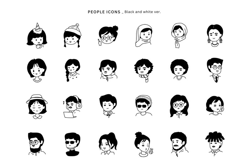 48 People Icons Set Clip Arts, Profile Avatar Logo Emoji Character ...