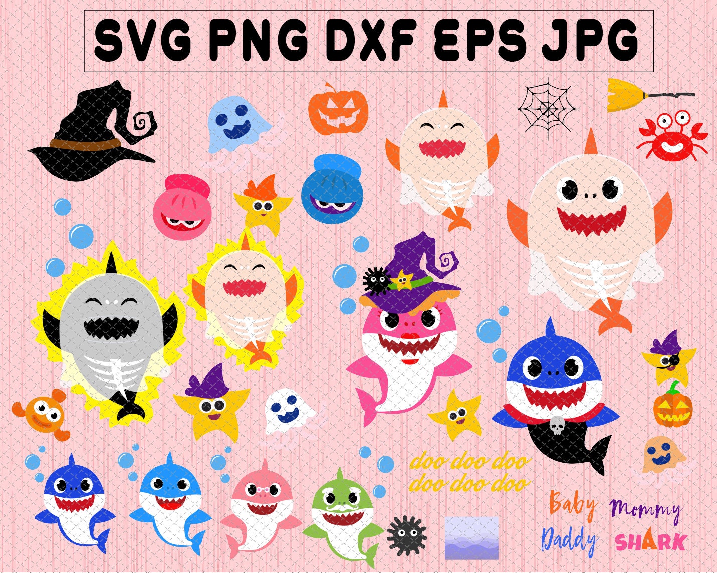 Halloween Sharks Bundle Svg Baby Shark Svg Halloween Svg Shark | Etsy