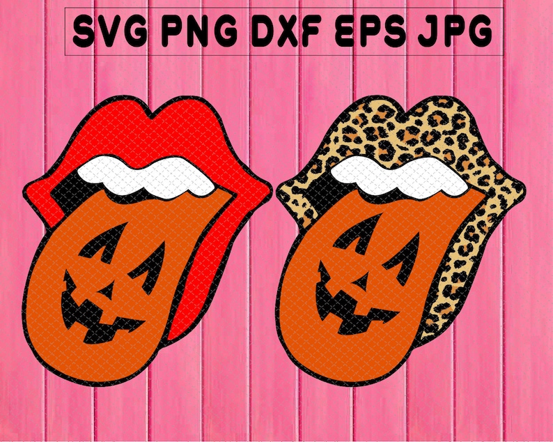 Download 2 Files Lips with Tongue Out Pumpkin Halloween svg ...