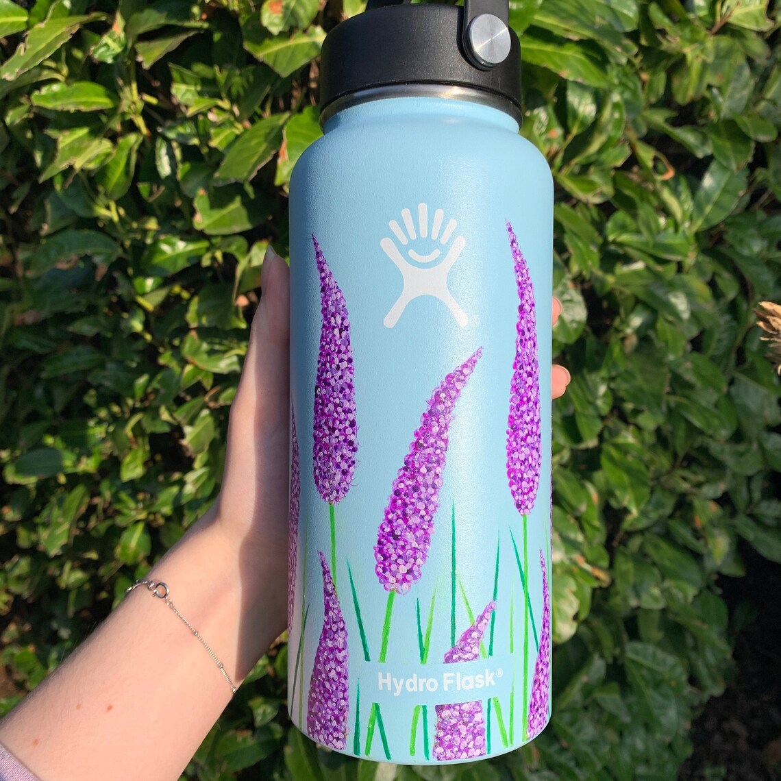 Custom Made 32oz Ounces Hydro Flask With Lavender Flowers Etsy