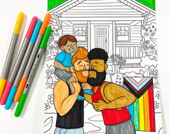 Pride Month Coloring Page: LGBTQ+ Family Portrait (Digital Download)