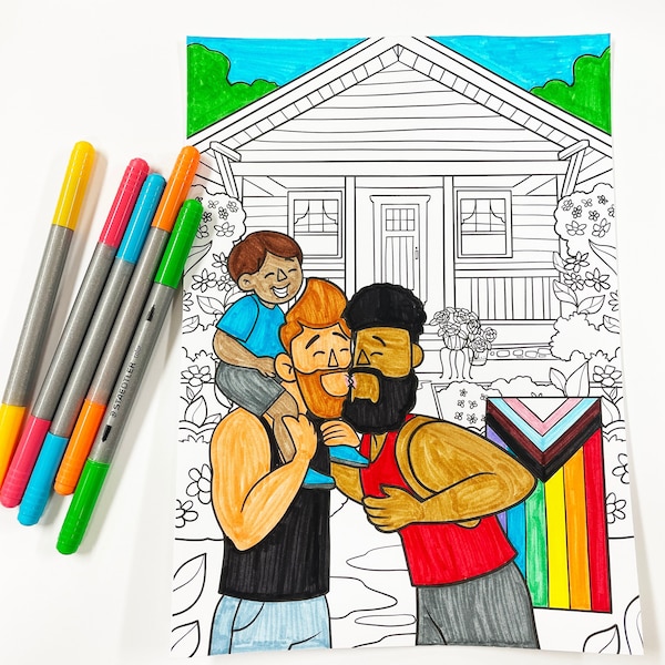 Digital Download - Gay LGBTQ+ Pride Coloring Book, Pride Month Coloring Page, LGBTQ+ Coloring Page, A Brighter Year