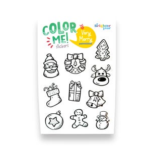 Color Your Own Very Merry Stickers, planner stickers, sticker sheet, stocking stuffer, holiday stickers, stickers for water bottle