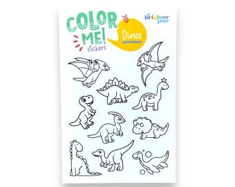 Color Your Own Dino Stickers, planner stickers, sticker gift, water bottle stickers, cute stickers, fun stickers, coloring stickers