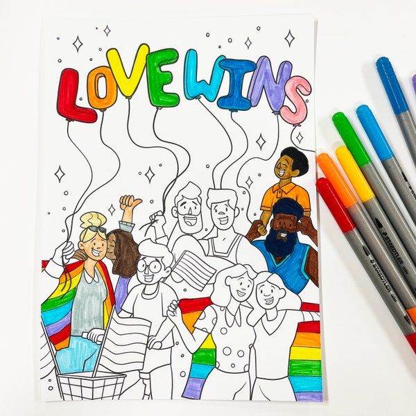 Digital Download - Pride Coloring Book, Pride Month Coloring Page, LGBTQ+ Coloring Page, A Brighter Year