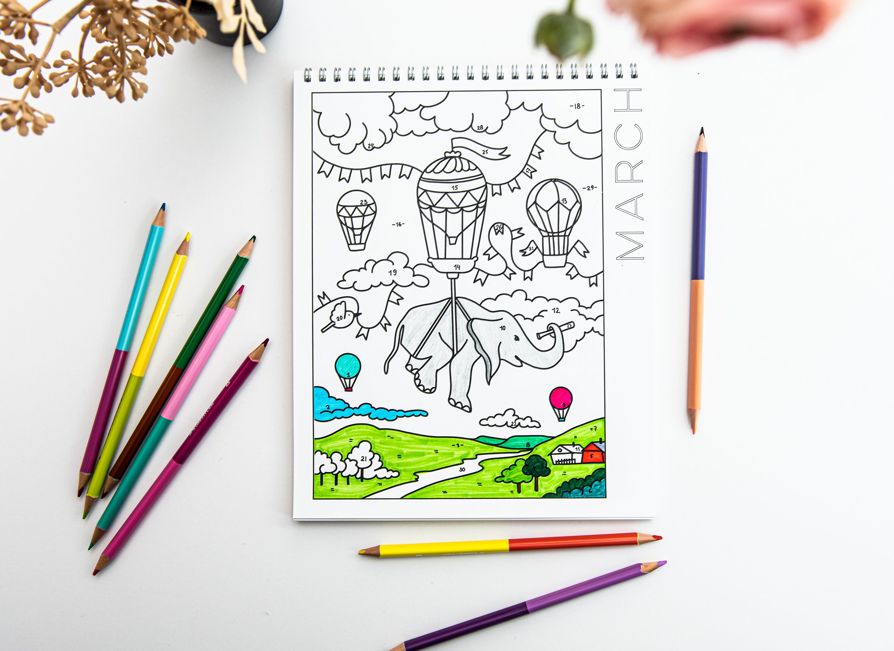 Digital Download March Coloring Calendar March Coloring | Etsy