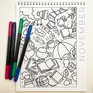 November Coloring Calendar: Fall Activity Page (Digital Download)