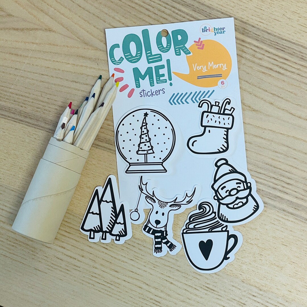 Color Your Own Very Merry Stickers, Christmas Sticker Pack, Kid Holiday ...