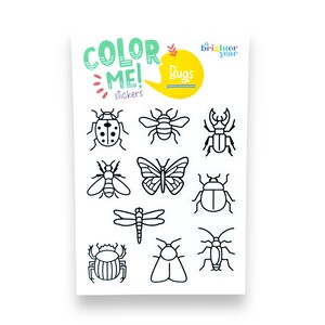 Color Your Own Bug Stickers, planner stickers, sticker gift, sticker sheet, cute stickers, stickers for water bottle, bug stickers, insects