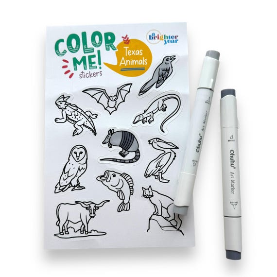 Color Your Own Texas Stickers: Sheet Coloring Bundle