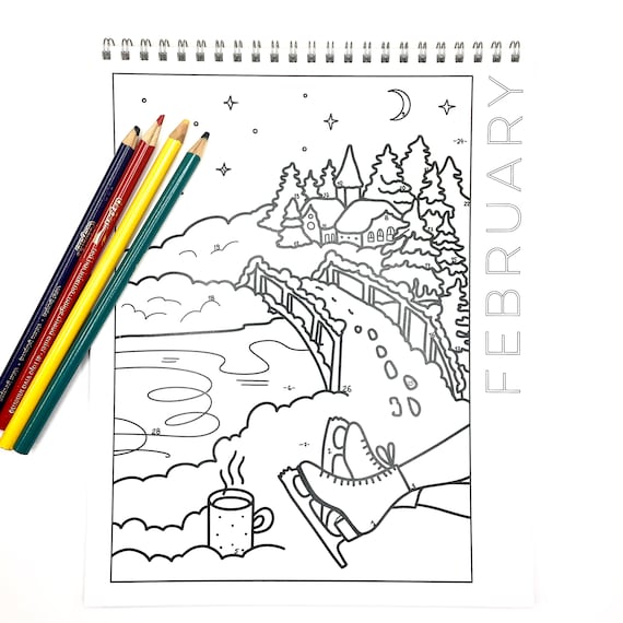 Digital Download February Coloring Calendar February | Etsy
