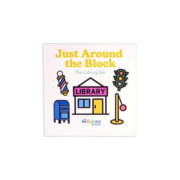 Just Around the Block Mini Coloring Book - Nostalgic, Cozy, Neighborhood, Coloring Gift