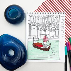 August Travel Coloring Calendar: Countdown Page (Digital Download)