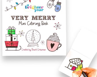 Very Merry mini coloring book, coloring books for adults, coloring books for kids, small coloring book A Brighter Year on Etsy