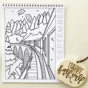 Digital Download - September - Coloring Calendar, September Coloring Page, Fall Coloring Page, A Brighter Year