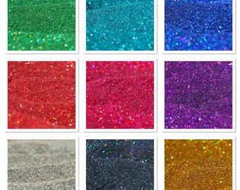 Set of Holographic Glitters Sparkly 9 colours for Epoxy Resin Wax Melt Nail Art Face Decoration Make up Hair Decoration Coating Crafts