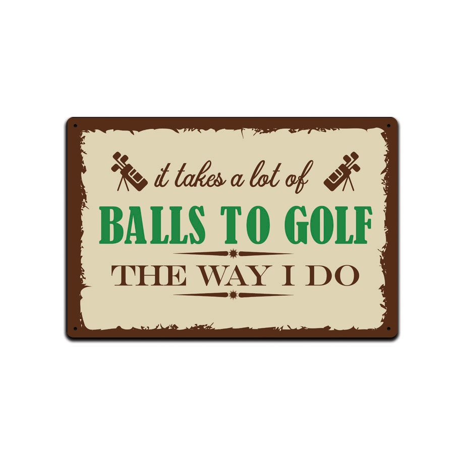 Golf Tin Sign for Bar or 19th Hole Basement.  Golfing Signs Have A Retro, Rustic, and Vintage Look and are Proudly Made in the USA 12 x 8 in