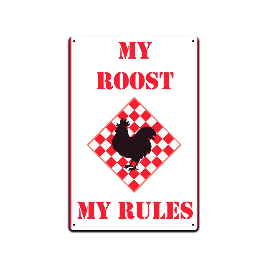 Metallschild „My Garden My Rules“ – 20,3x30,5 Cm, Witterungsbeständig, Mit Hühner-Motiv