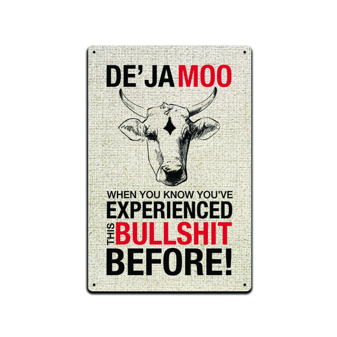 De'ja Moo Cow Tin Sign: Funny Farmhouse Wall Decor (12 X 8 In) - Etsy