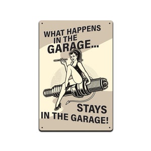 Garage Car Mechanic Repair Shop Man Tin Signs for Aircraft, Automotive, Carpenter Metal Sign Vintage Look Proudly Made in the USA 12 x 8 in