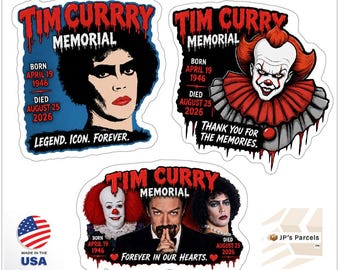 Tim Curry Memorial Sticker Set, 3 Pack 3 Inch – Die Cut Vinyl Decals