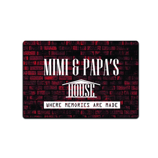 Tin Signs Grandma Home Décor - Metal Sign 12 x 8 in. Mimi and Papa's House Where Memories are Made Brick