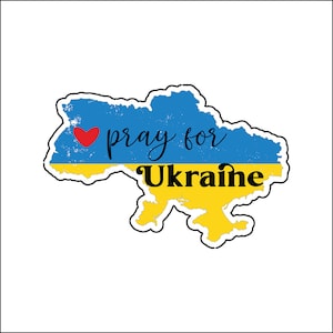 Pray for Ukraine Magnet – Country Flag Map, Support Sign