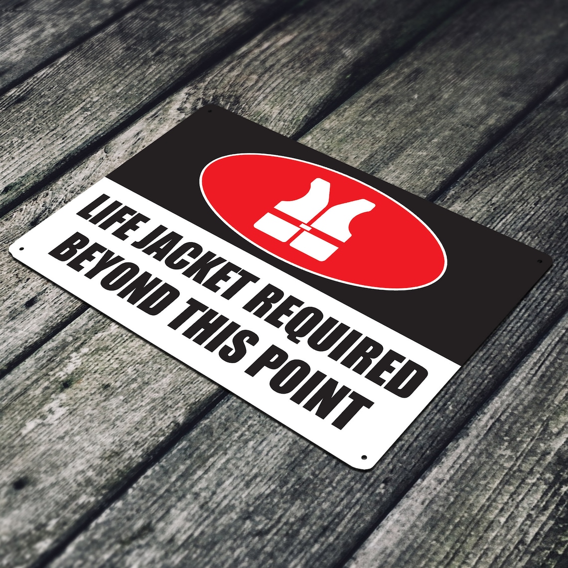Life Jacket Required Tin Sign: Lake House Boat Dock Decor (12 X 8 In ...