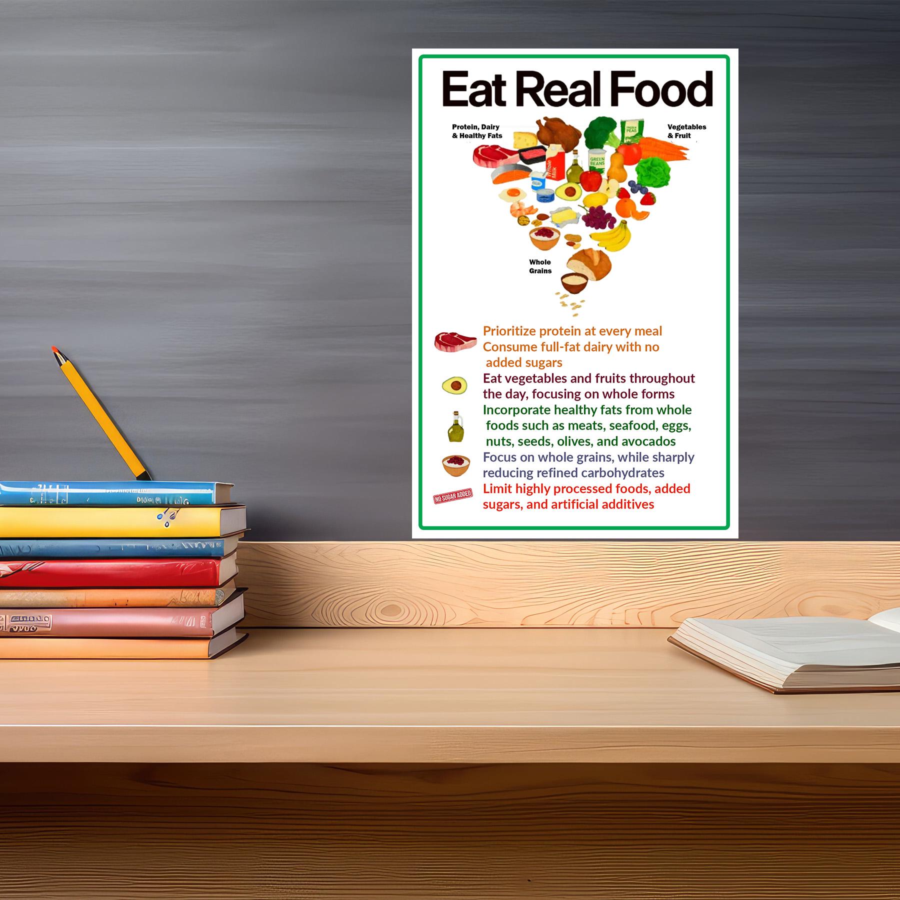 2026 Food Pyramid Poster: Eat Real Food, Nutrition Chart (12x18, Made ...