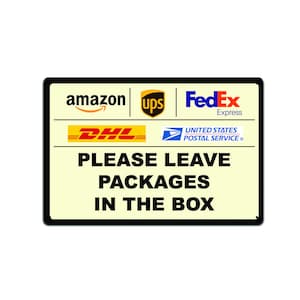 Tin Signs Home Wall Décor - Metal Sign 12 x 8 in. Please Leave Packages in the Box