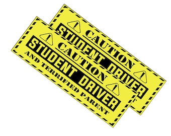 Imán para coche para estudiantes conductores: Señal de precaución - Padres aterrorizados (paquete de 2)