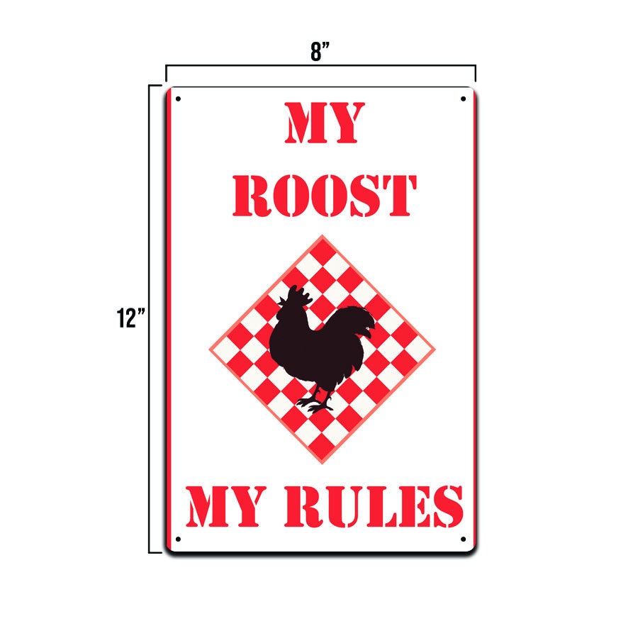 Metallschild „My Garden My Rules“ Mit Huhn – 20,3x30,5 Cm, Aluminium, Garten-Deko, Bauernhaus-Stil