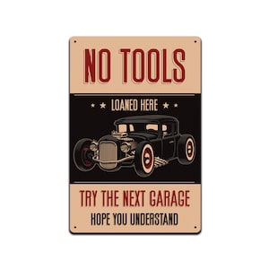 Garage Car Mechanic Repair Shop Man Tin Signs for Aircraft, Automotive, Carpenter Metal Sign Vintage Look Proudly Made in the USA 12 x 8 in