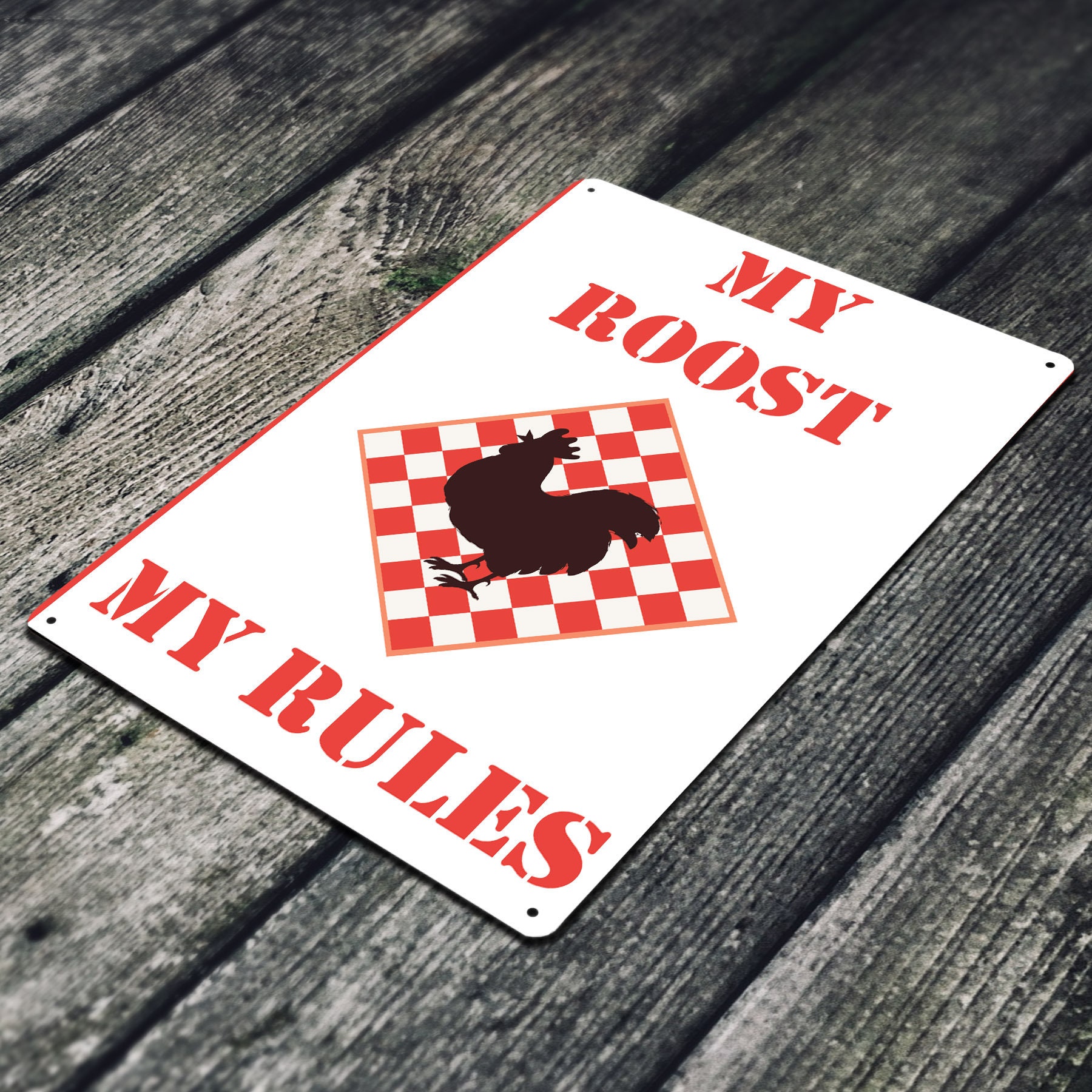 Metallschild „My Garden My Rules“ – 20,3x30,5 Cm, Witterungsbeständig, Mit Hühner-Motiv