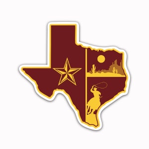 Auto AutoAufkleber Magnetschild - 5x5 zoll. Kühlschrank Werkzeug Box Magnete Texas State Map Cowboy Stern Kaktus braun