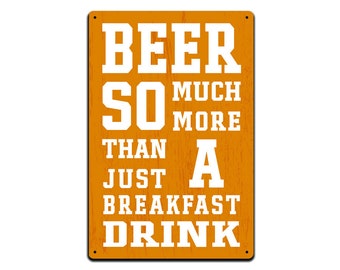 JP&#39;s Parcels Tin Signs For Home Bar Wall Decor - Metal Sign 12 x 8 in. Beer So Much More Than Just A Breakfast Drink