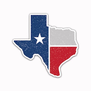 Car Bumper Sticker Magnet Sign - 5x5 in. Refrigerador Caja de herramientas Imanes Mapa del Estado de Texas Rojo Blanco y Azul Estrella