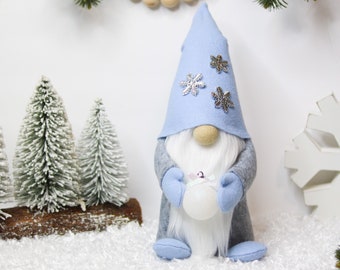 Winterland Blue Christmas Gnome, Ornament Gnome, Snowflake Gnome, Scandinavian Gnome, Floral Gnome, Christmas  Day Gnome, Christmas Gift,